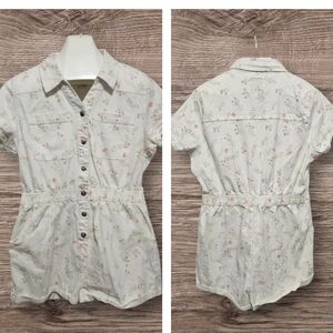 Celebrity Pink Floral Romper Juniors XXL 19-21 White Stretch Short Sleeve Summer